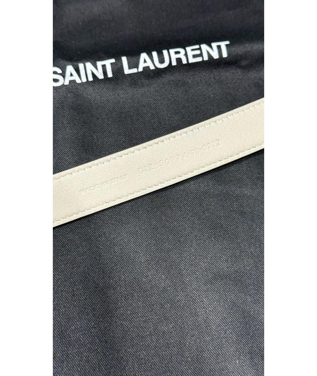SAINT LAURENT Бежевый кожаный ремень, фото 4