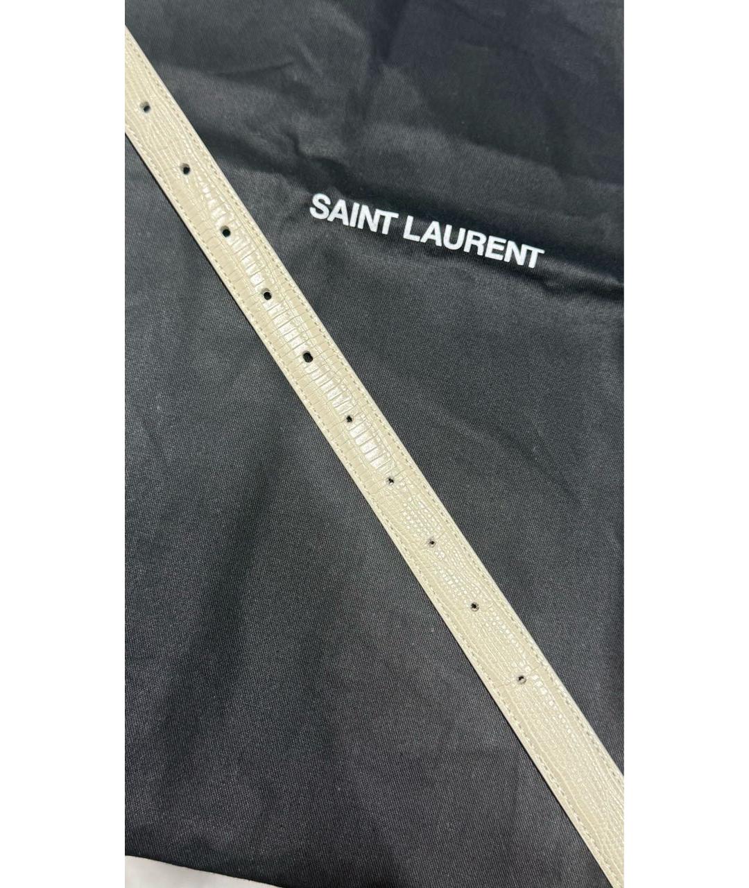 SAINT LAURENT Бежевый кожаный ремень, фото 5