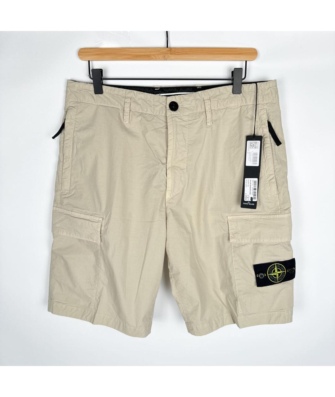 STONE ISLAND Бежевые хлопковые шорты, фото 9