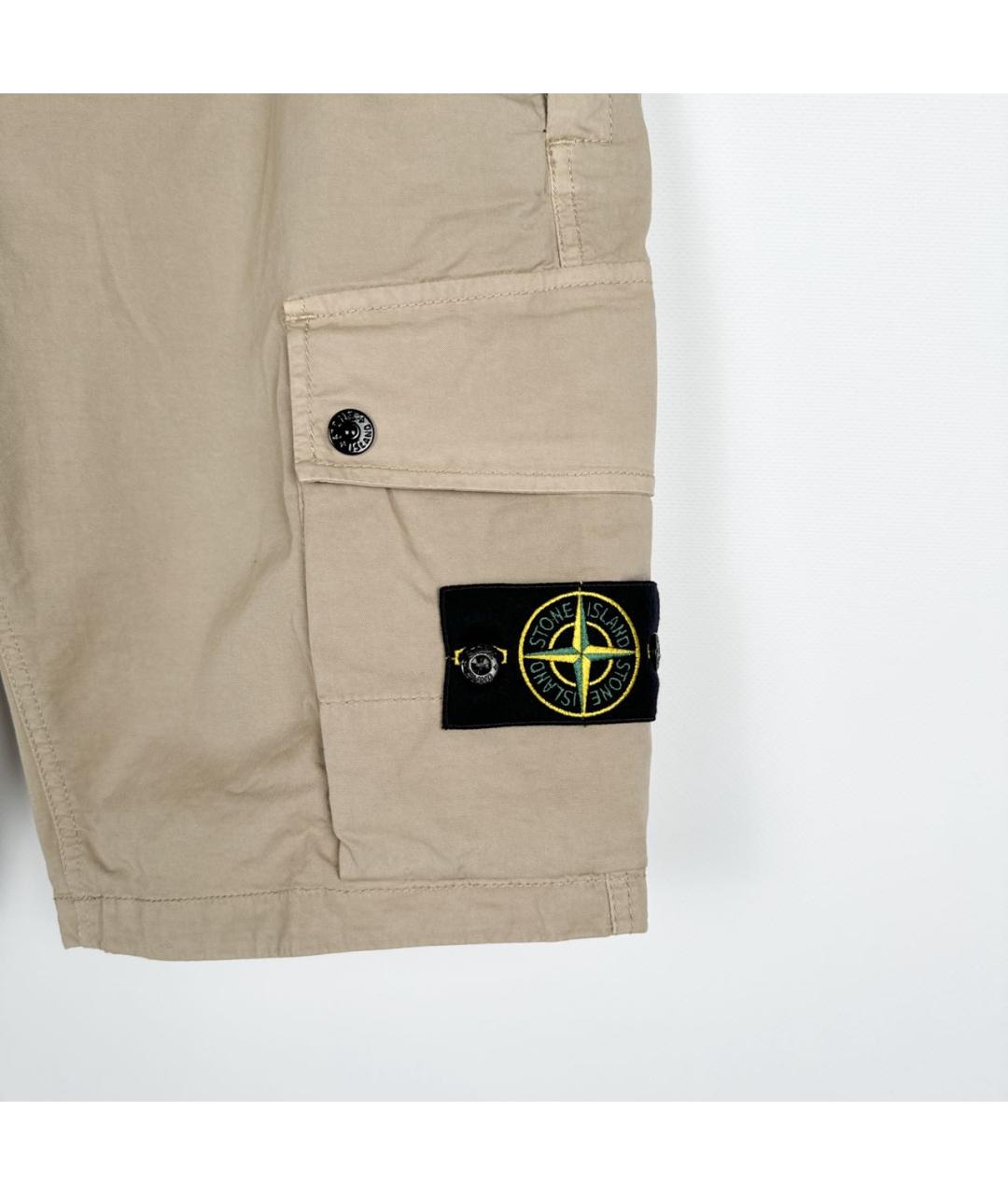 STONE ISLAND Бежевые хлопковые шорты, фото 5