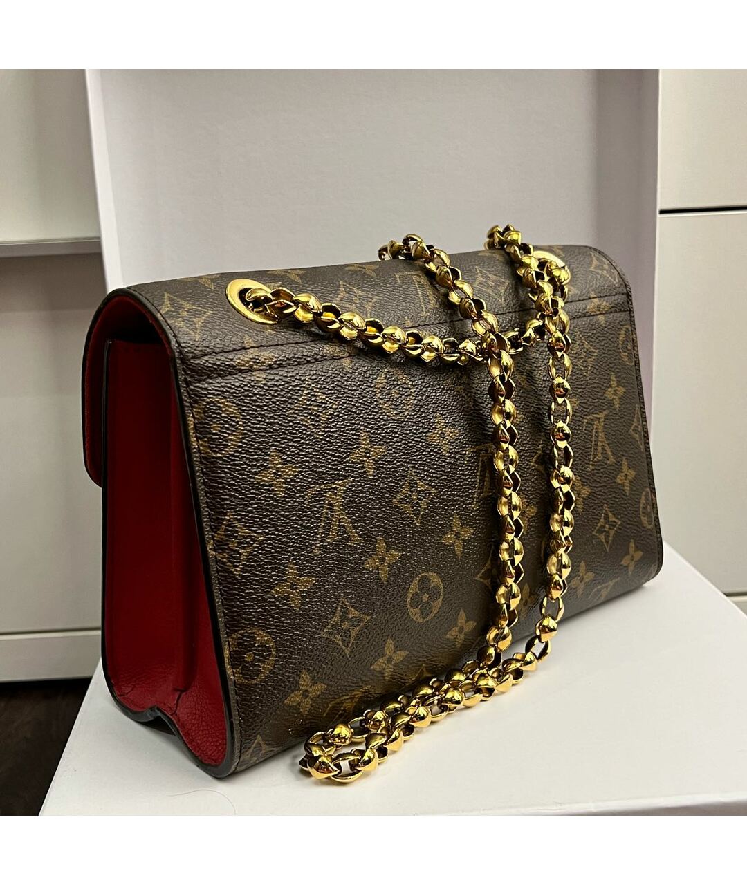 LOUIS VUITTON Коричневая кожаная сумка тоут, фото 3