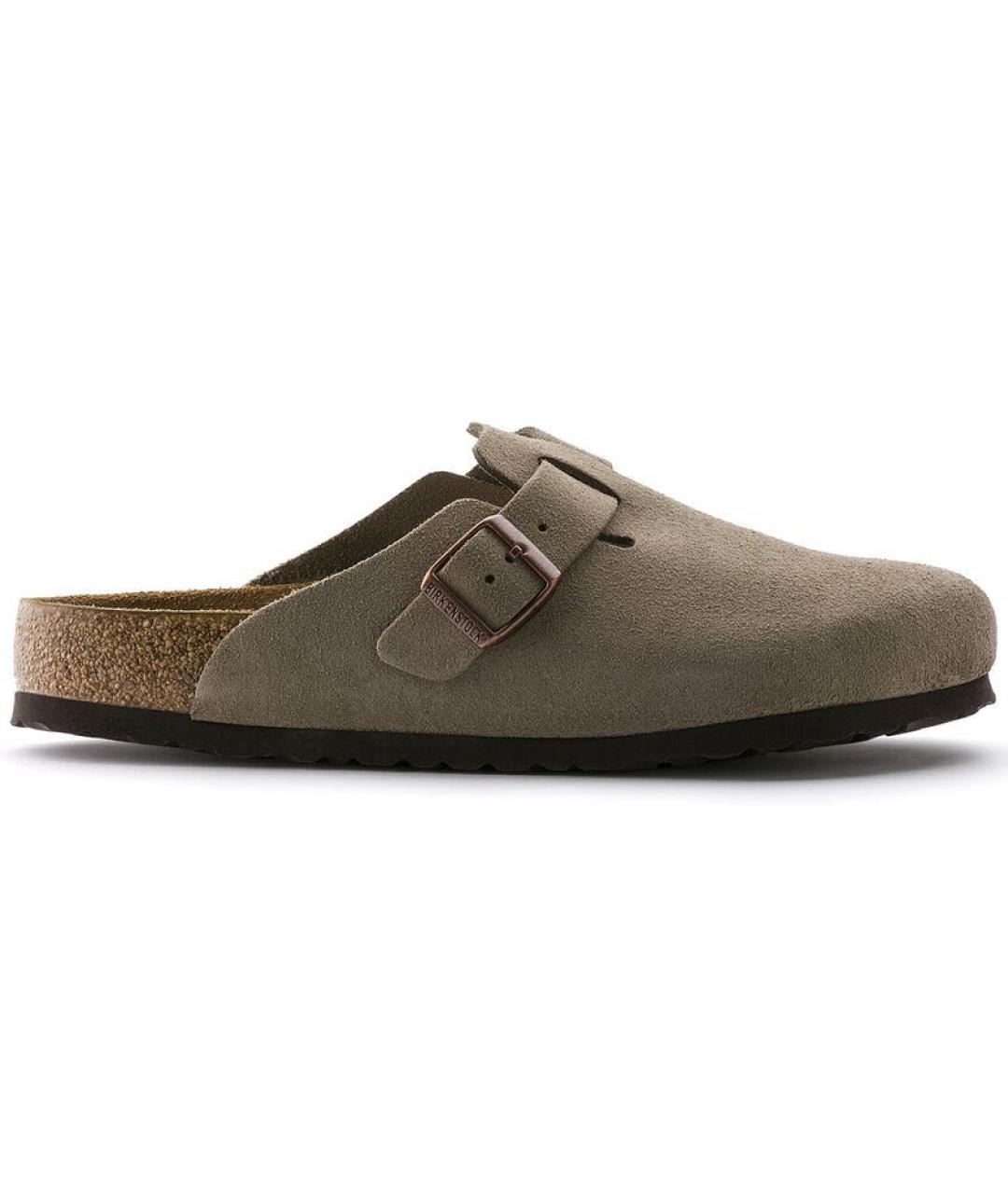 BIRKENSTOCK Хаки замшевые сабо, фото 1