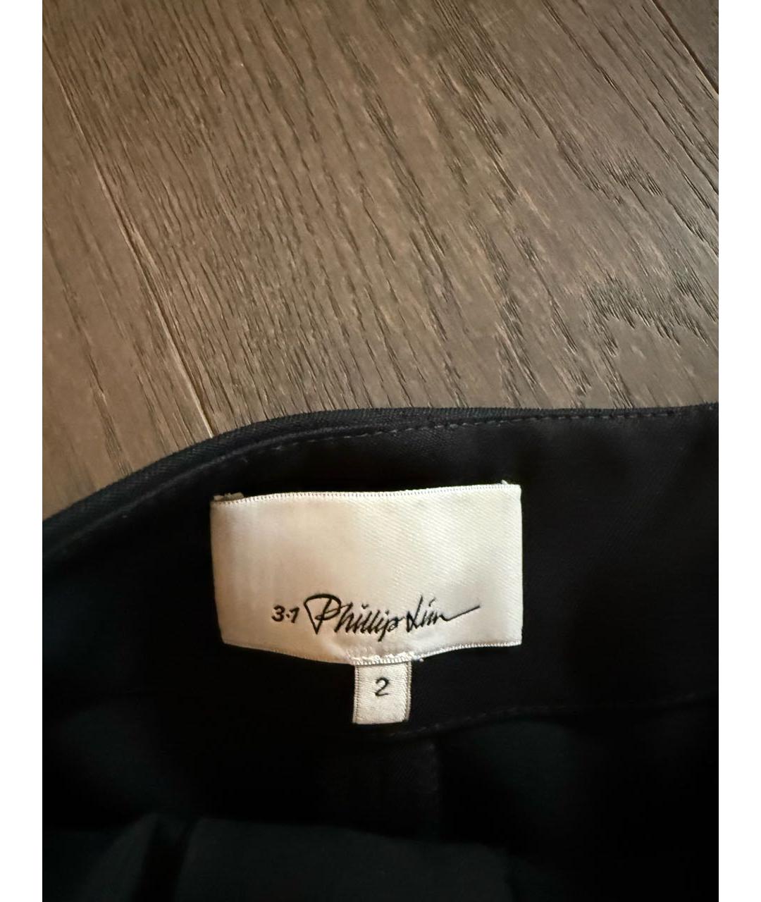 3.1 PHILLIP LIM Черные шерстяные прямые брюки, фото 3