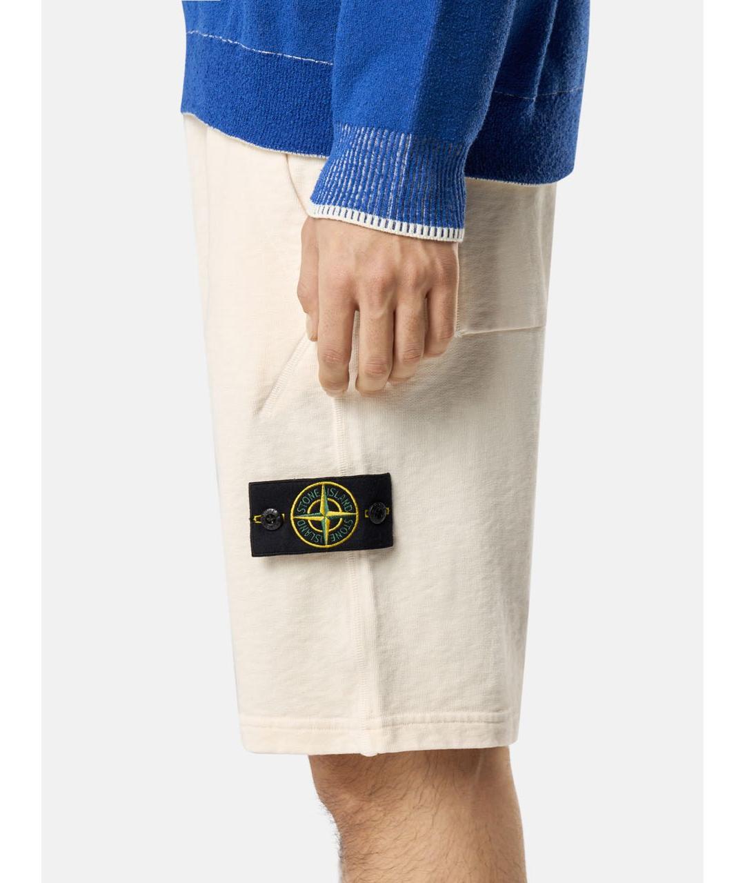 STONE ISLAND Бежевые хлопковые шорты, фото 6