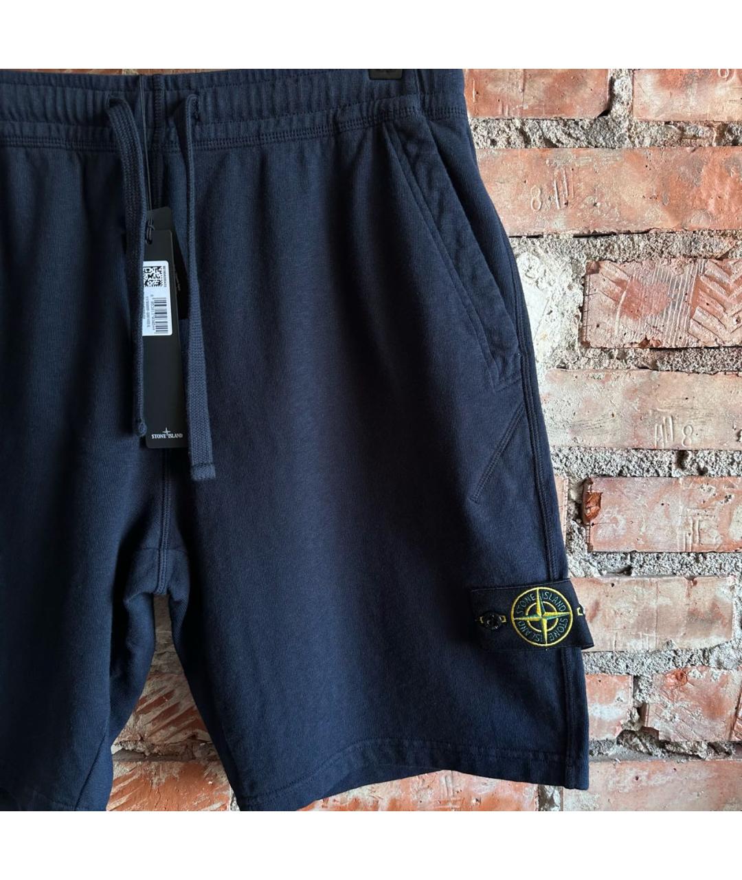 STONE ISLAND Темно-синие хлопковые шорты, фото 3