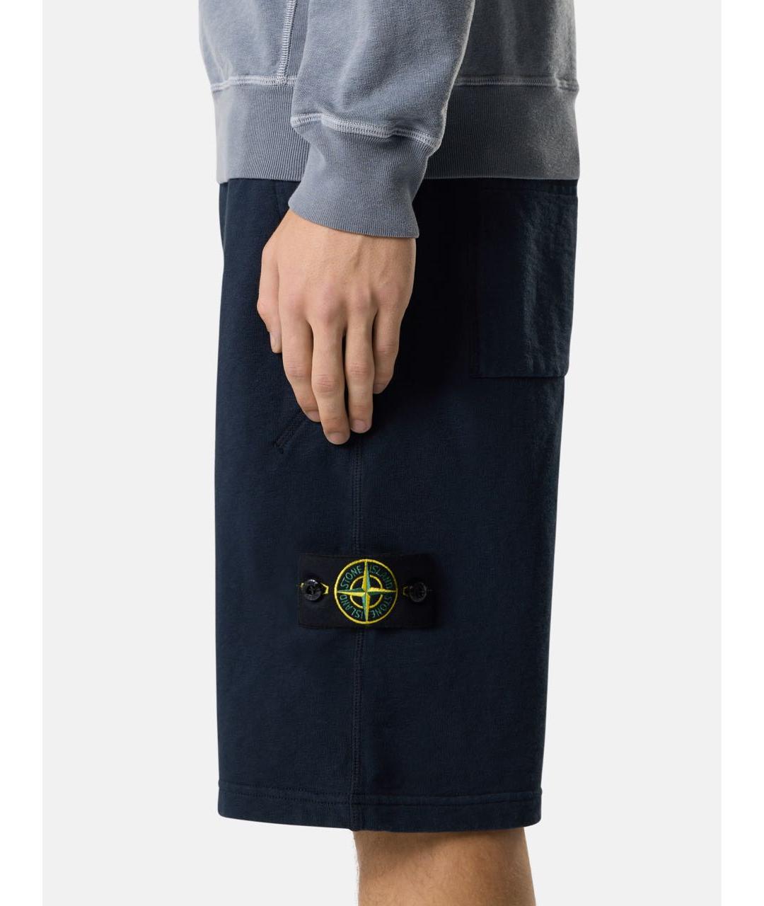 STONE ISLAND Темно-синие хлопковые шорты, фото 5