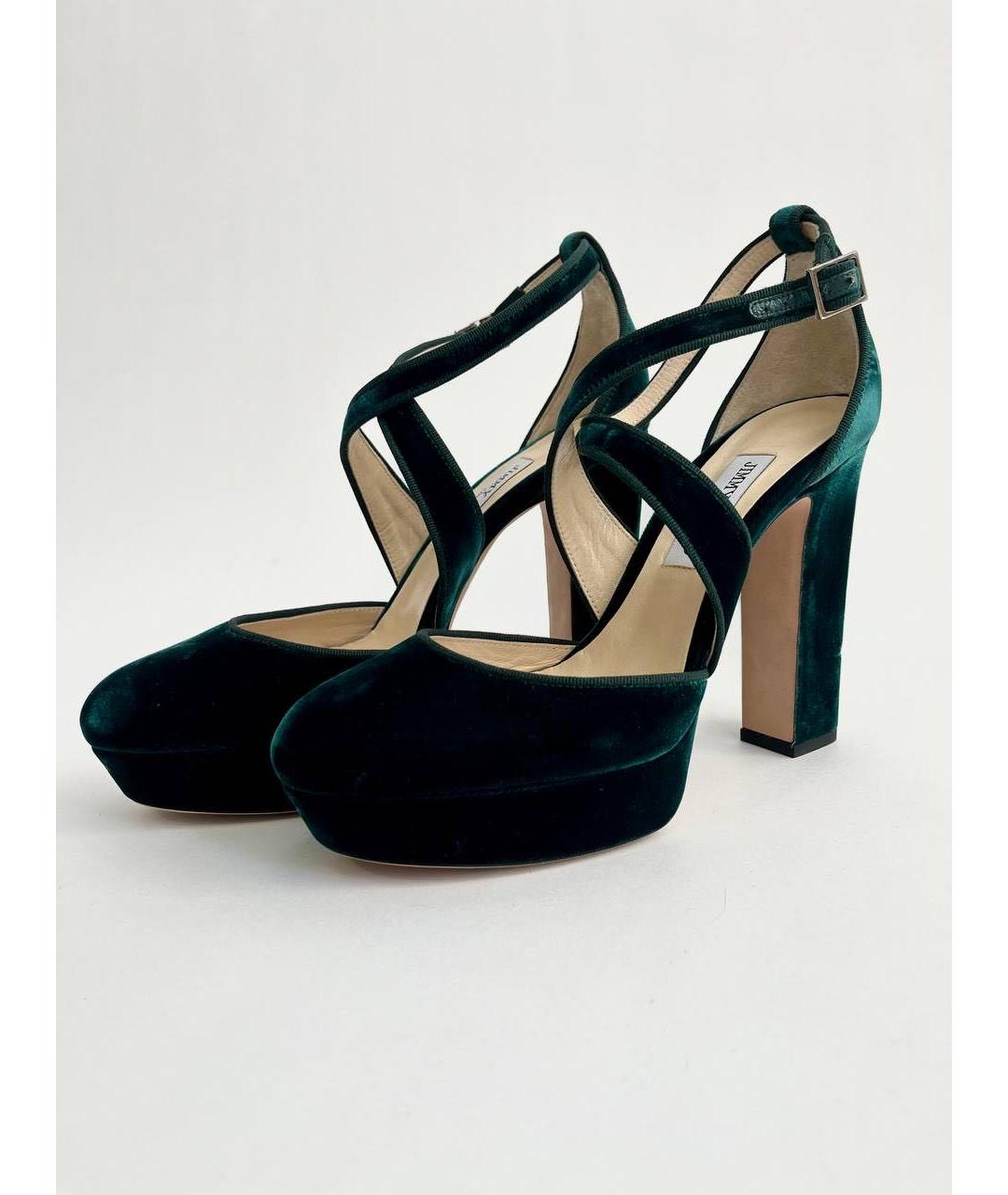 JIMMY CHOO Зеленые бархатные туфли, фото 5