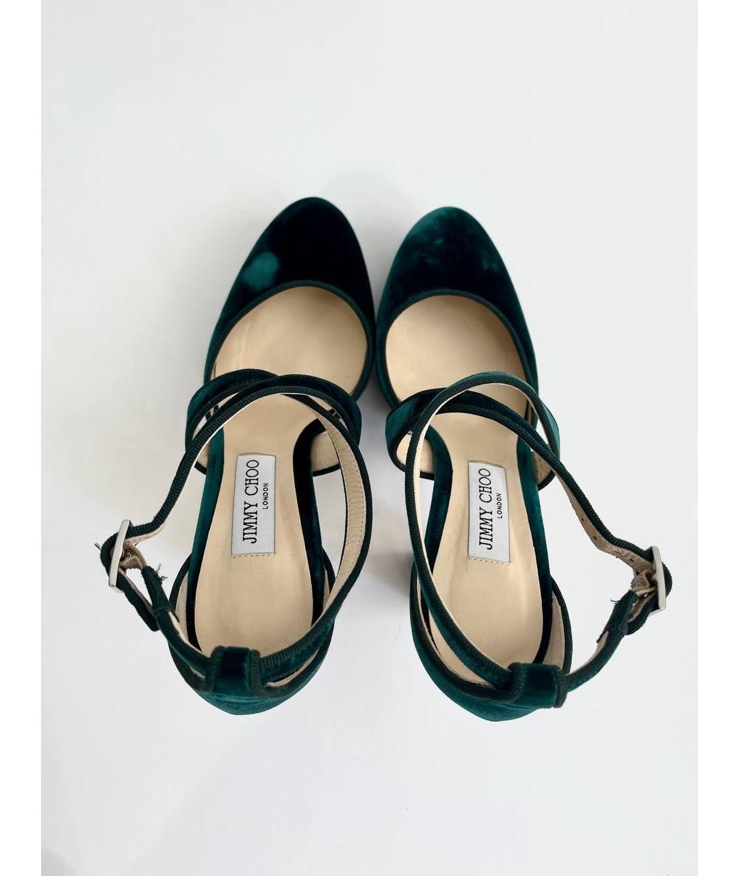 JIMMY CHOO Зеленые бархатные туфли, фото 3