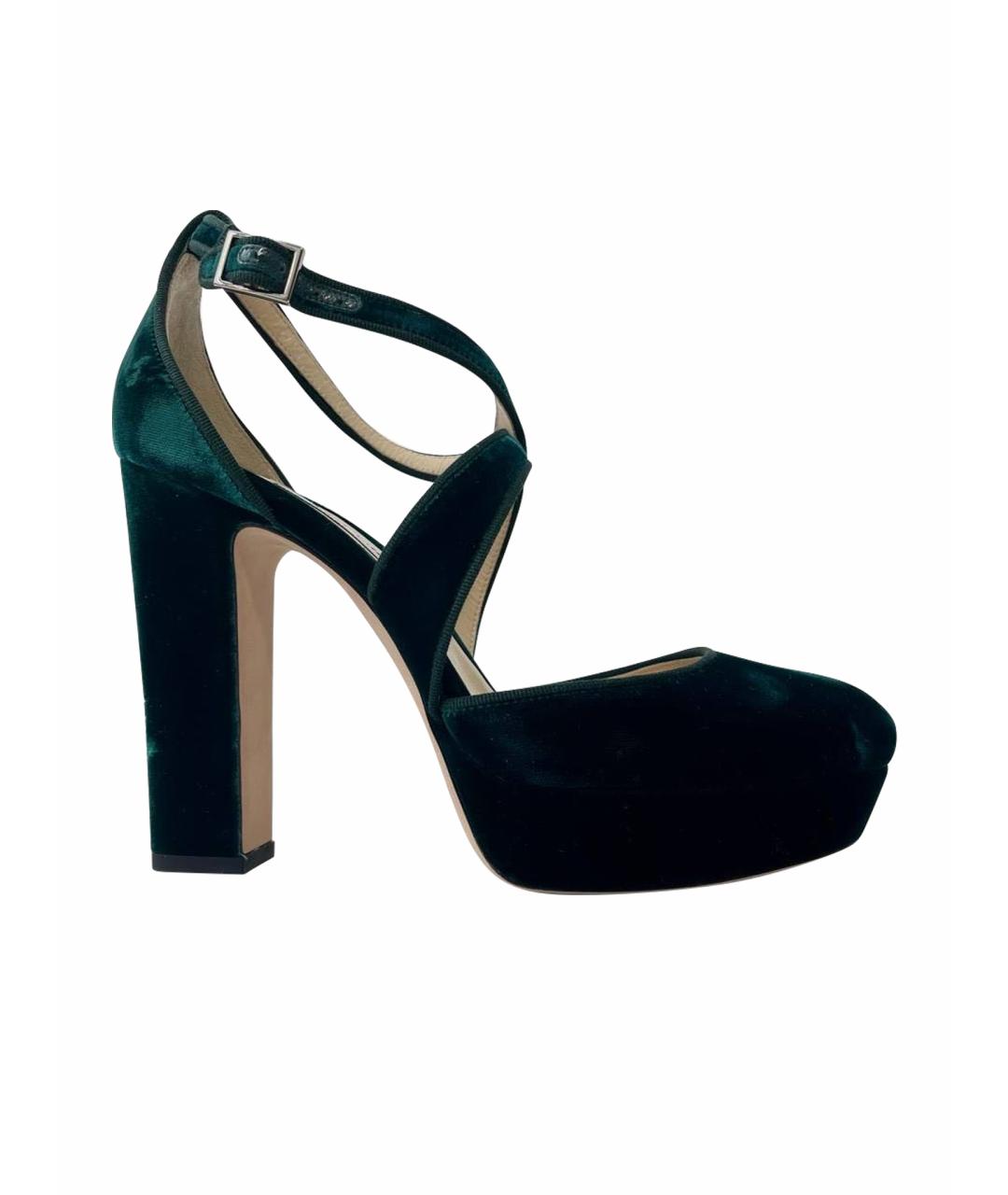 JIMMY CHOO Зеленые бархатные туфли, фото 9