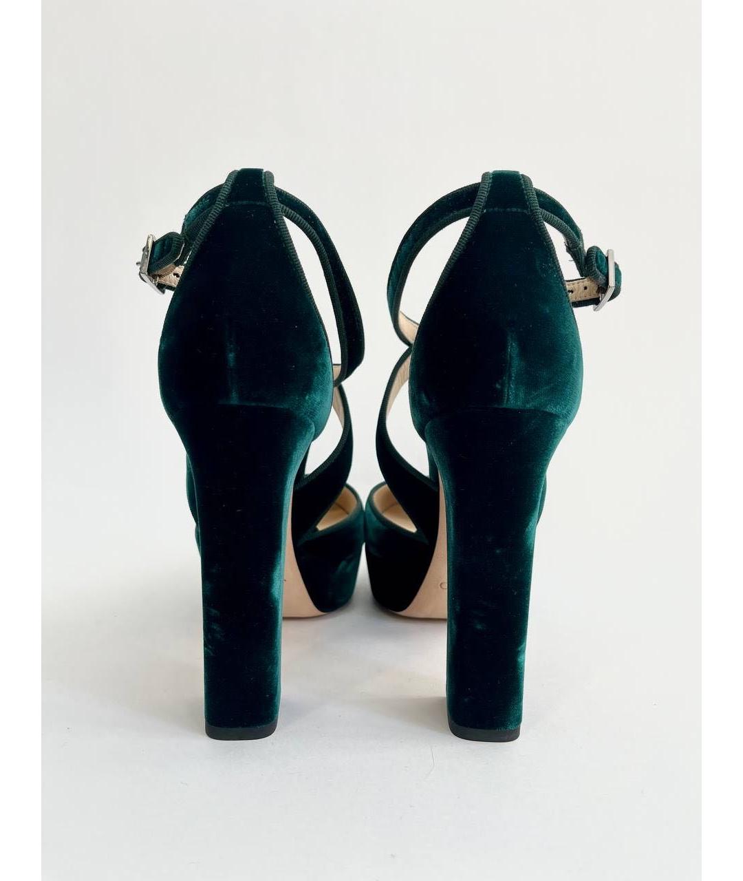 JIMMY CHOO Зеленые бархатные туфли, фото 4