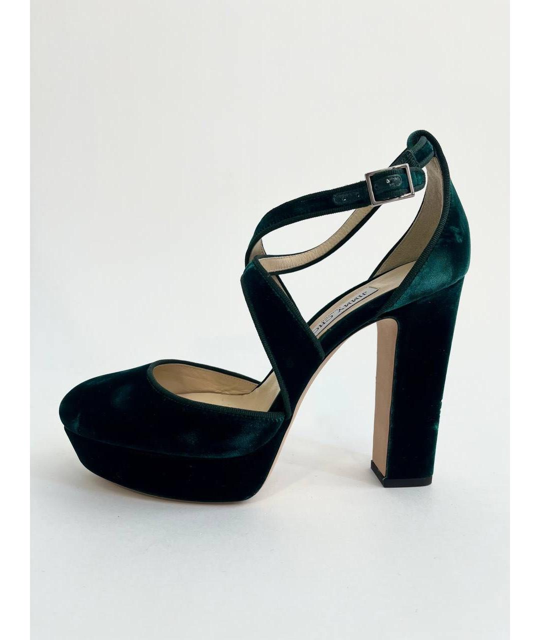 JIMMY CHOO Зеленые бархатные туфли, фото 8