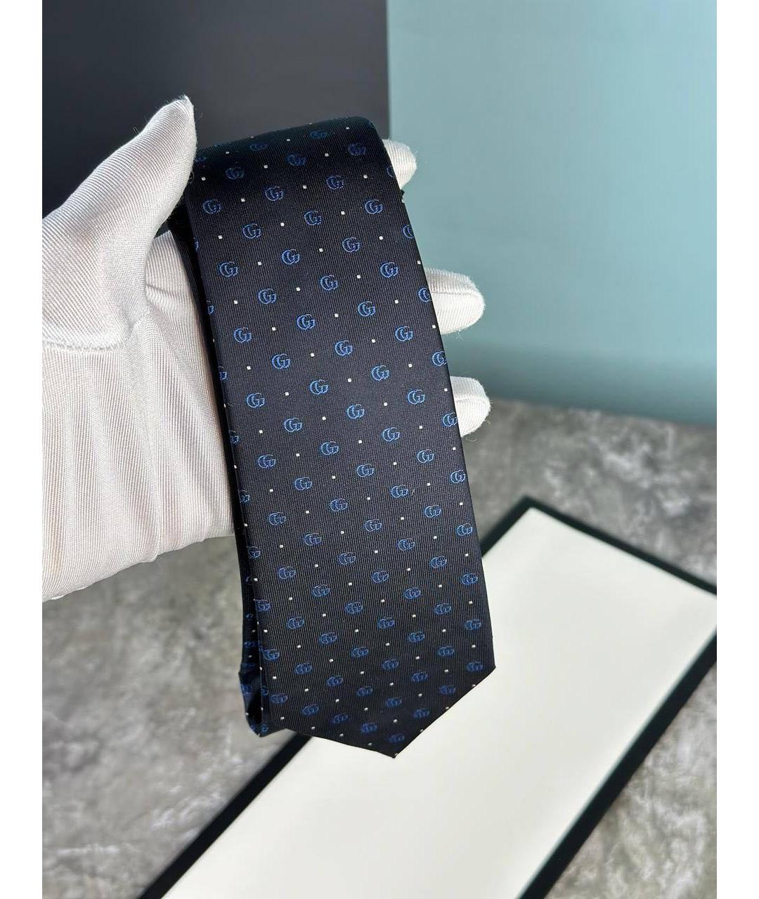 GUCCI Темно-синий шелковый галстук, фото 4