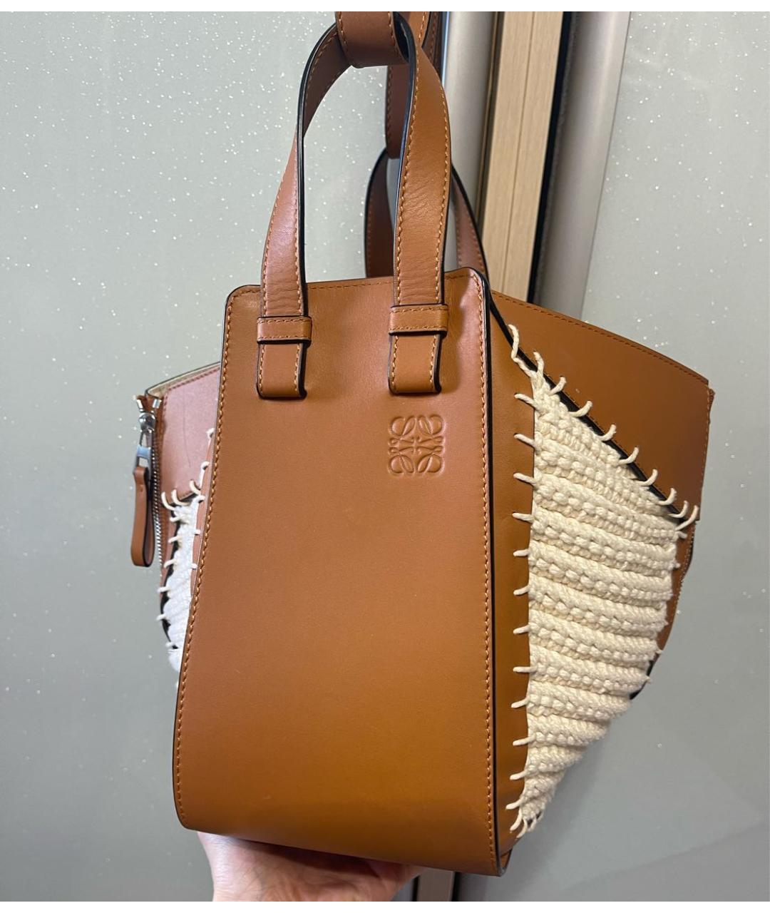 LOEWE Коричневая кожаная сумка с короткими ручками, фото 6