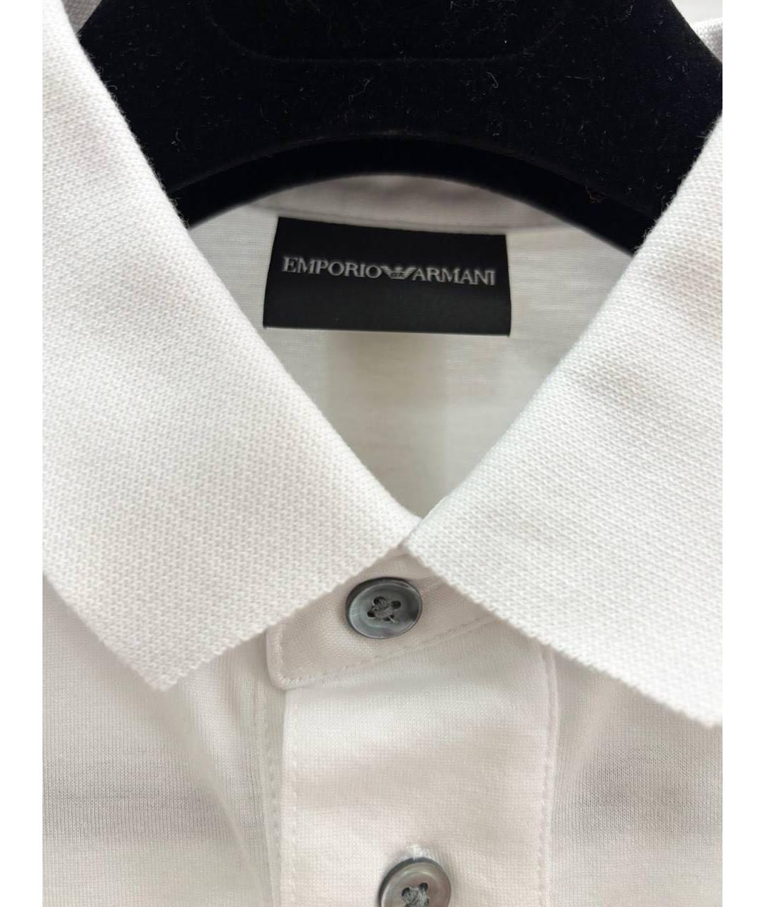 EMPORIO ARMANI Белое хлопковое поло с коротким рукавом, фото 3