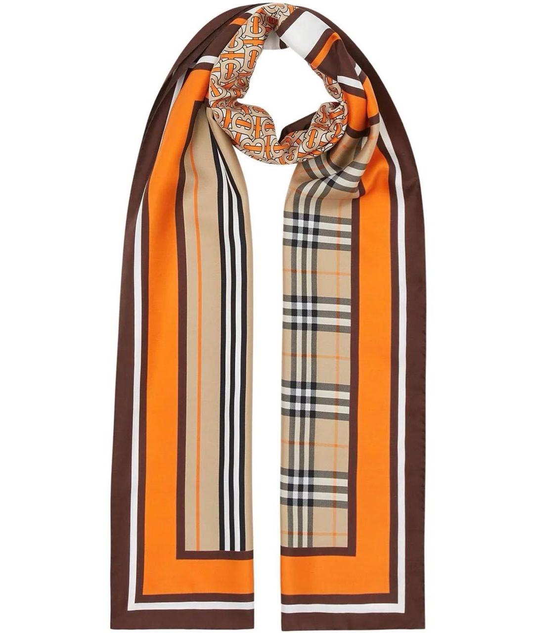 BURBERRY Бежевый шелковый шарф, фото 3