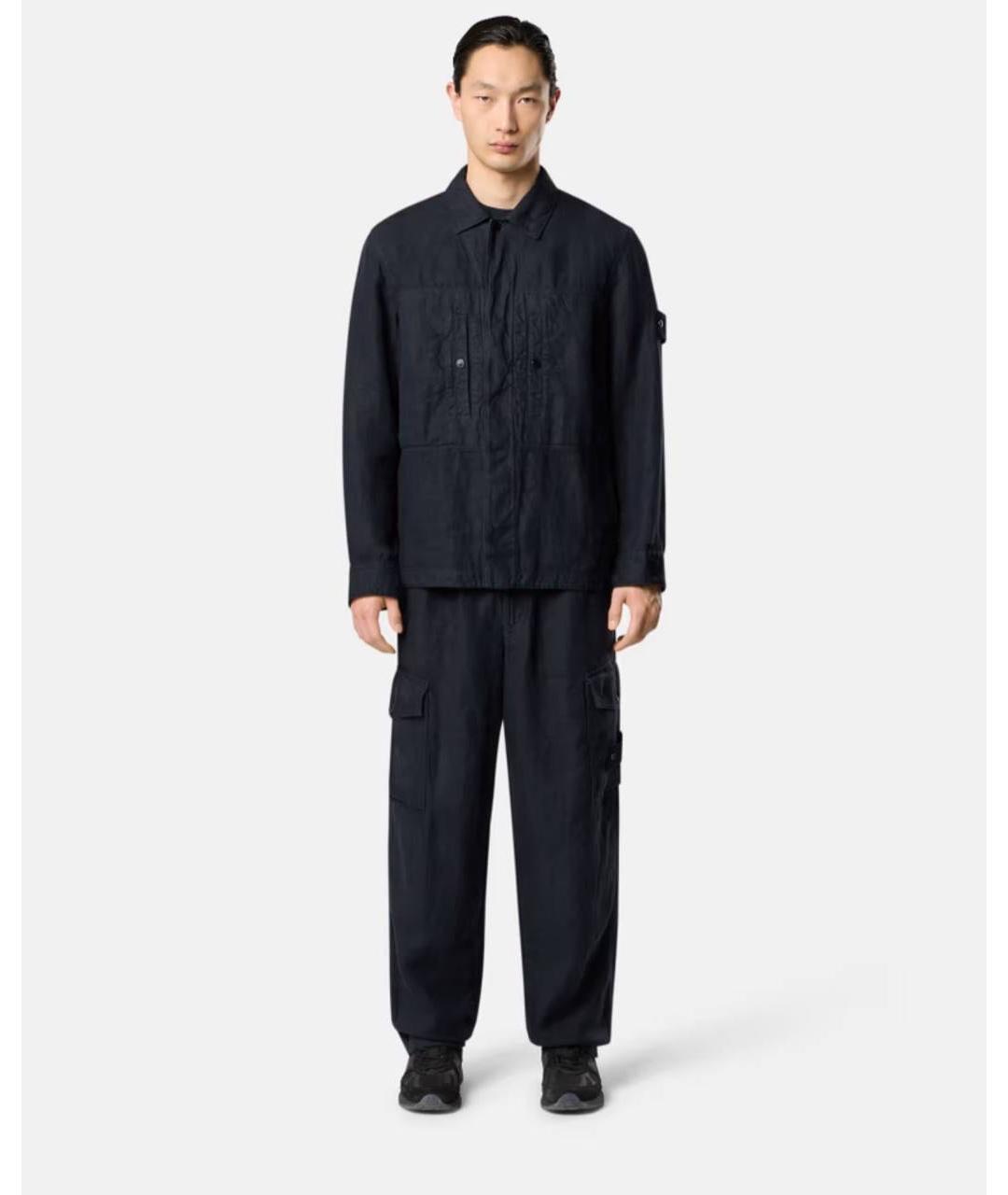 STONE ISLAND Темно-синяя льняная куртка, фото 5