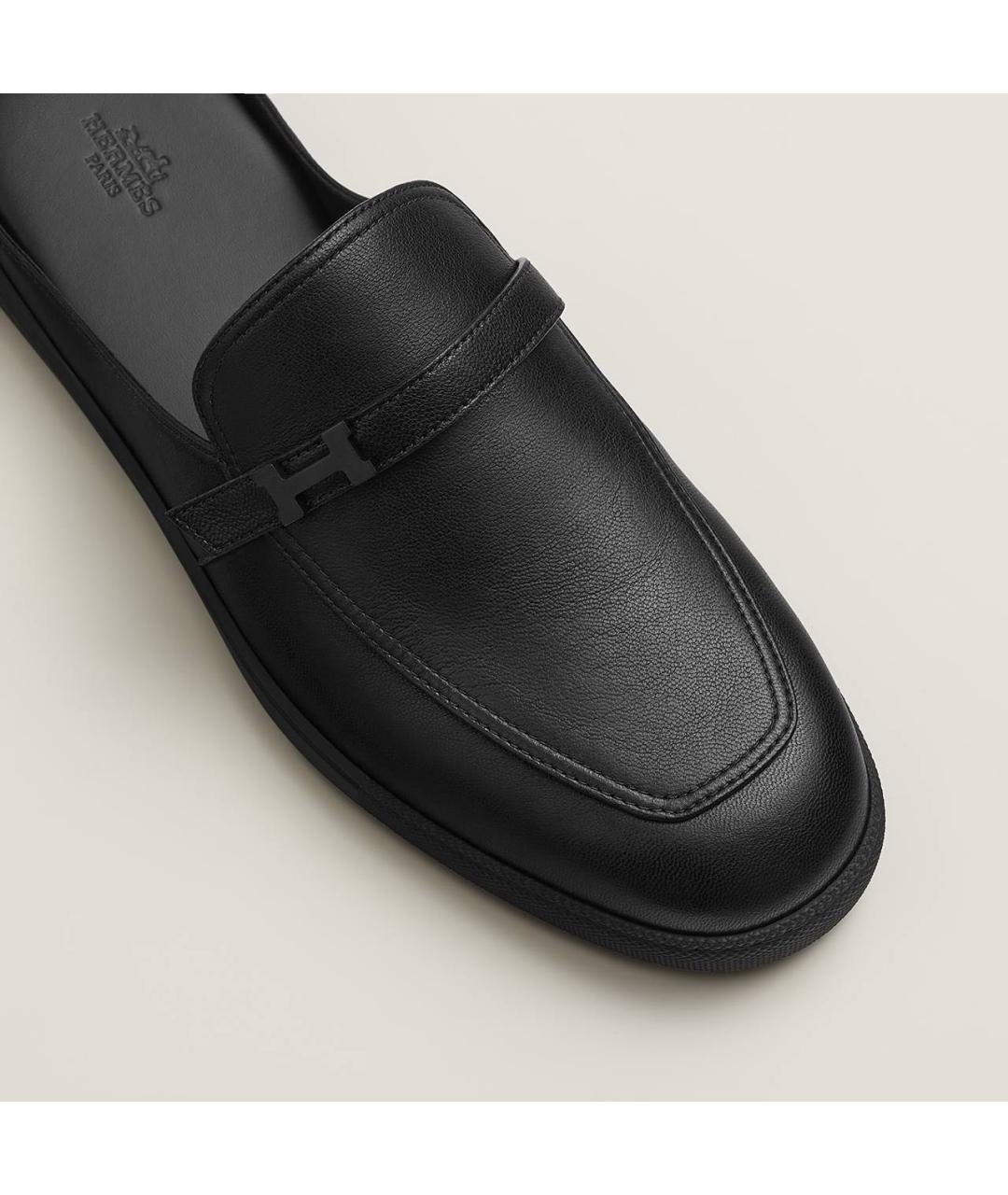 HERMES Черные кожаные лоферы, фото 4