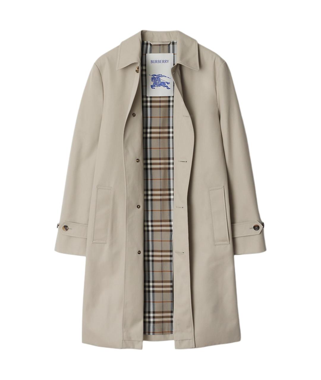 BURBERRY Бежевый хлопковый тренч / плащ, фото 2