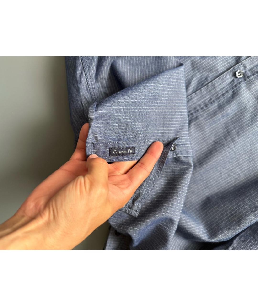 ARMANI JEANS Темно-синяя хлопковая кэжуал рубашка, фото 4