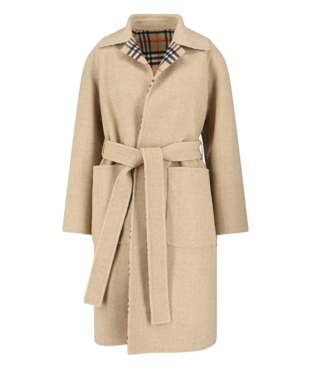 BURBERRY Бежевое шерстяное пальто, фото 1