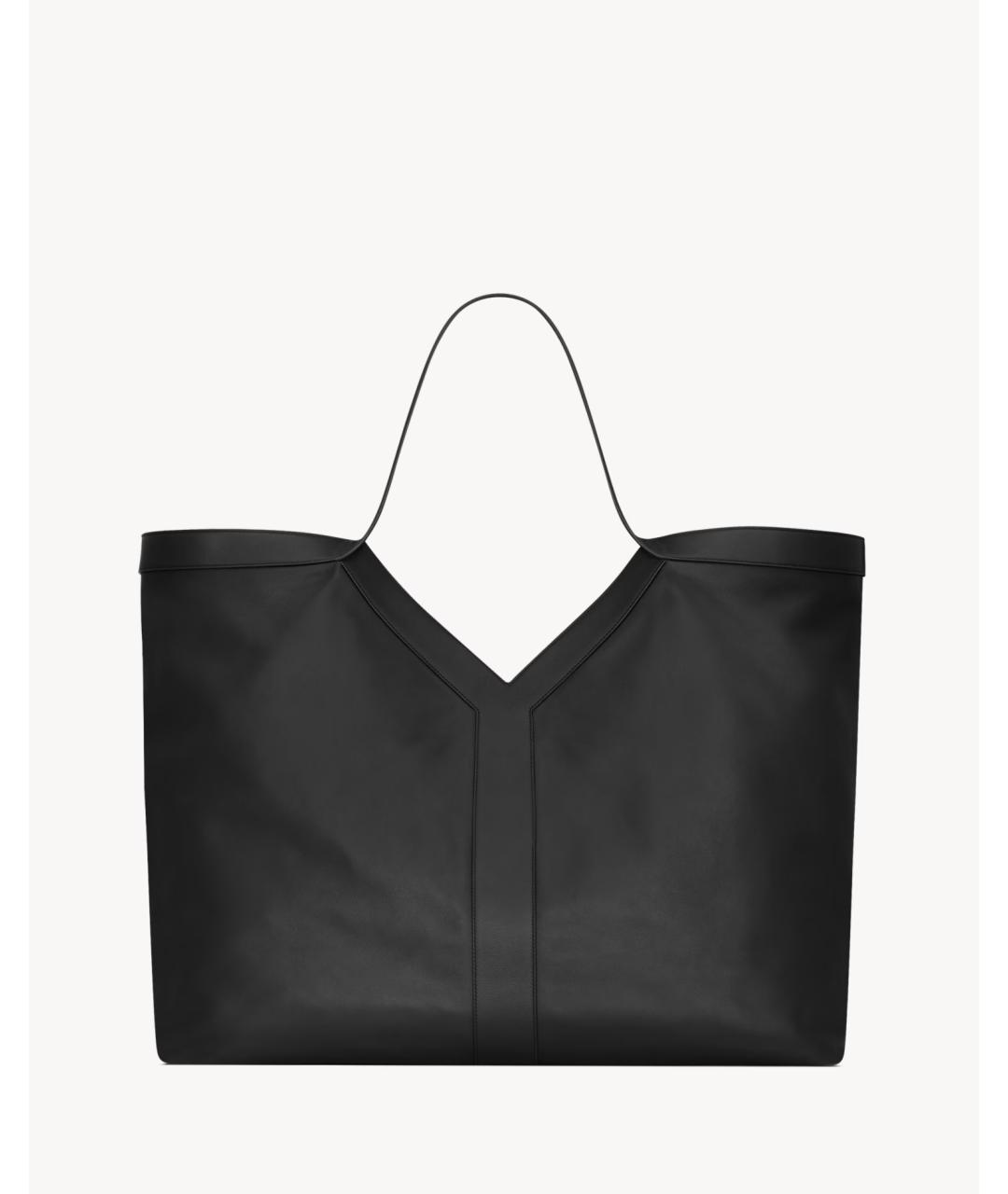 SAINT LAURENT Черная кожаная сумка тоут, фото 2