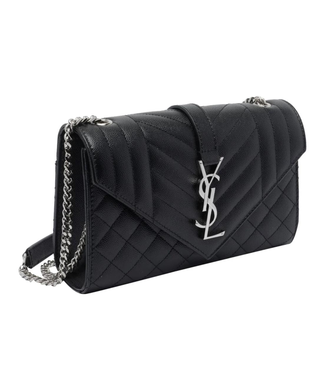 SAINT LAURENT Черная кожаная сумка через плечо, фото 2