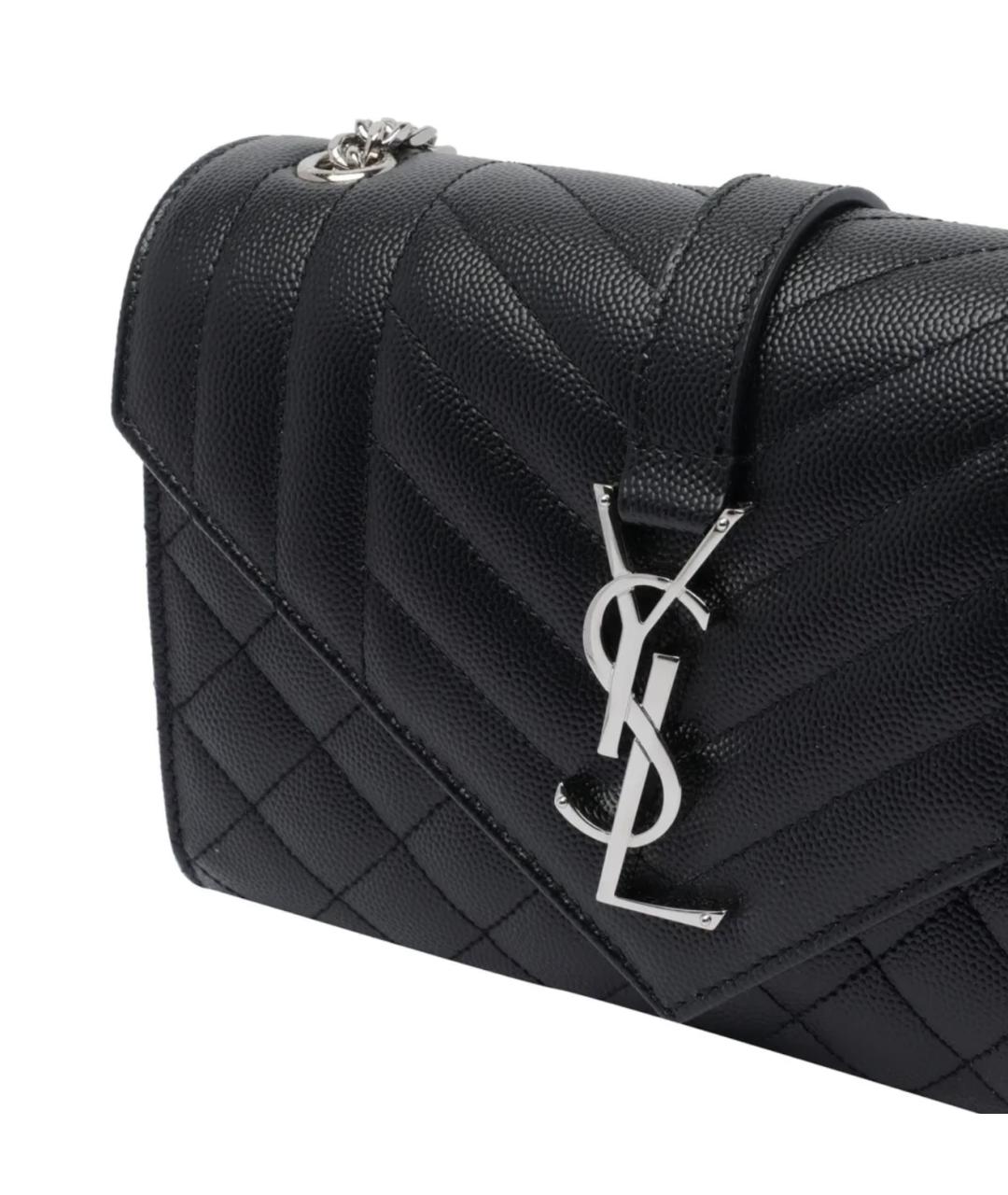 SAINT LAURENT Черная кожаная сумка через плечо, фото 4