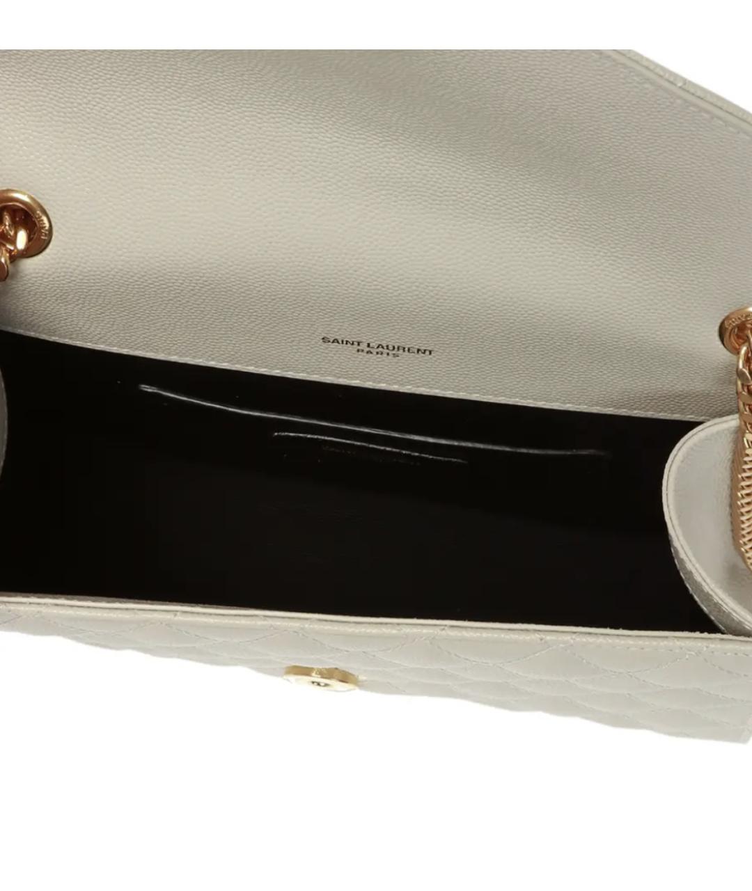 SAINT LAURENT Белая кожаная сумка через плечо, фото 3