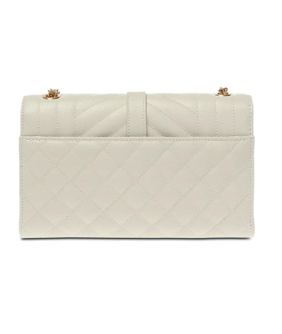 SAINT LAURENT Белая кожаная сумка через плечо, фото 2