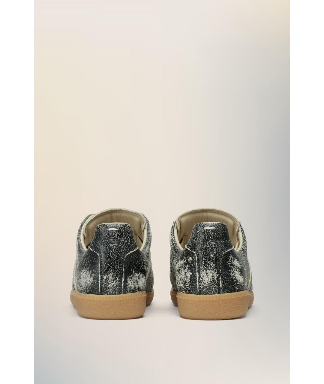 MAISON MARGIELA Черные кожаные низкие кроссовки / кеды, фото 4