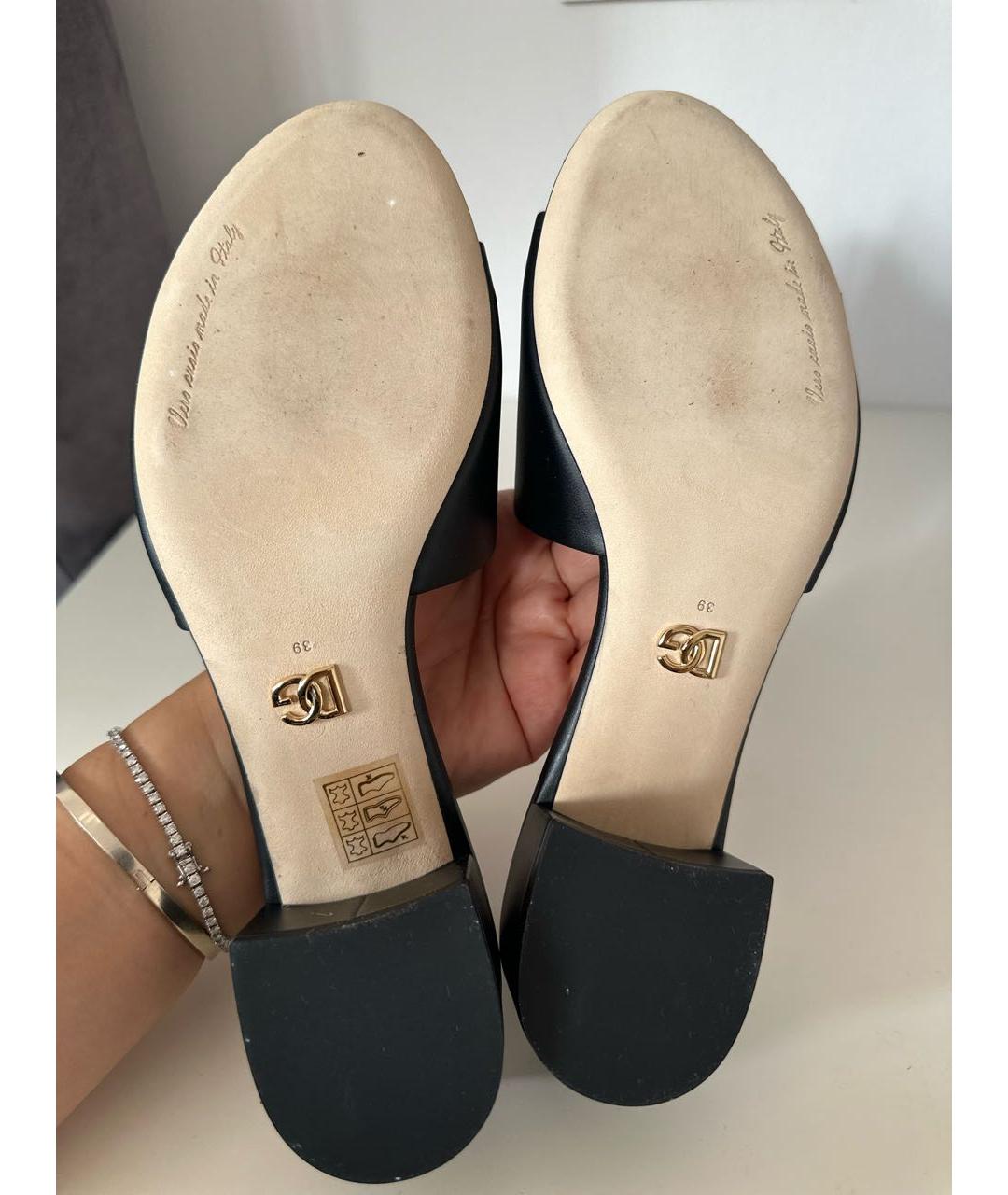 DOLCE&GABBANA Черные кожаные сабо, фото 6
