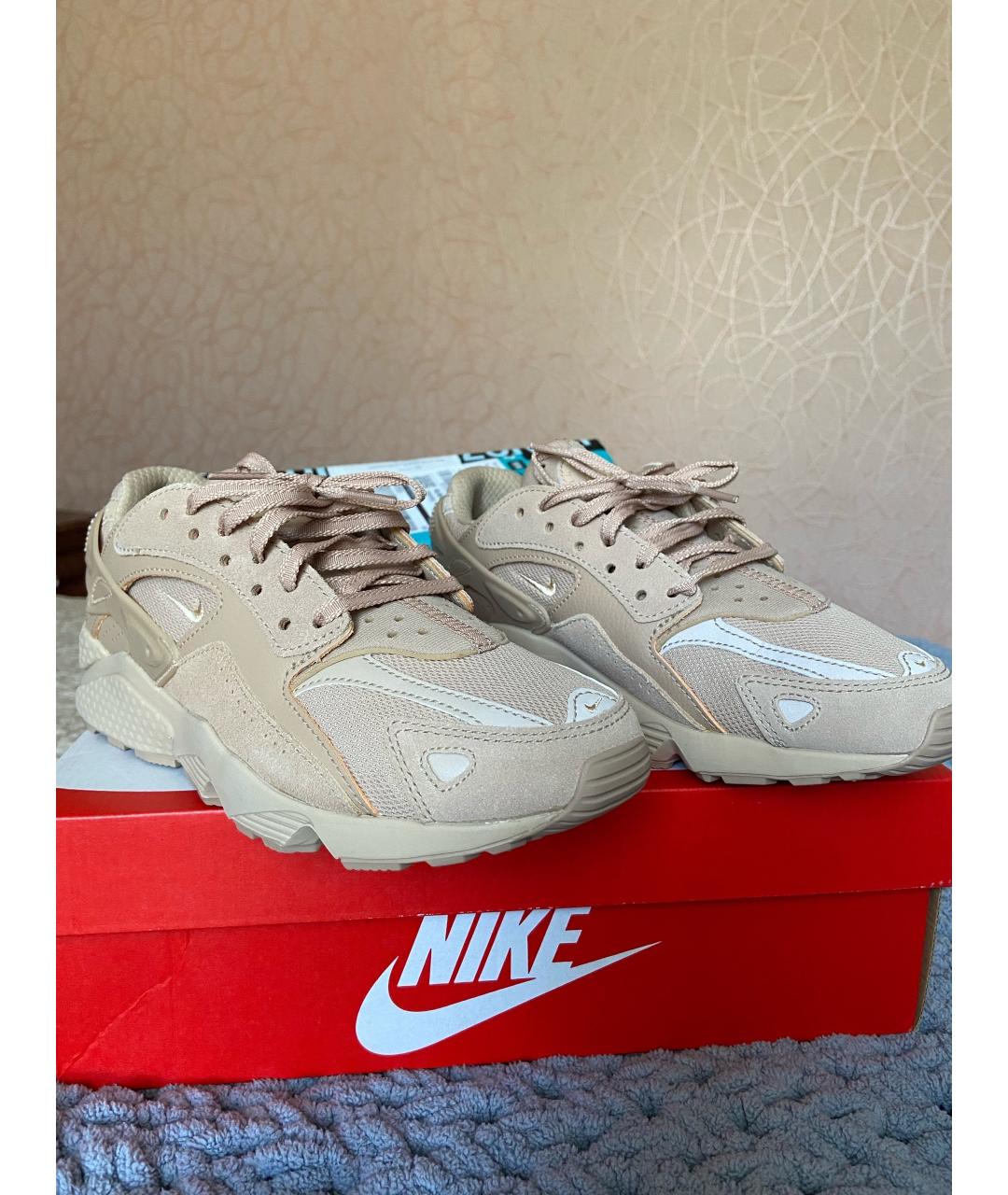 NIKE Бежевые кожаные кроссовки, фото 5