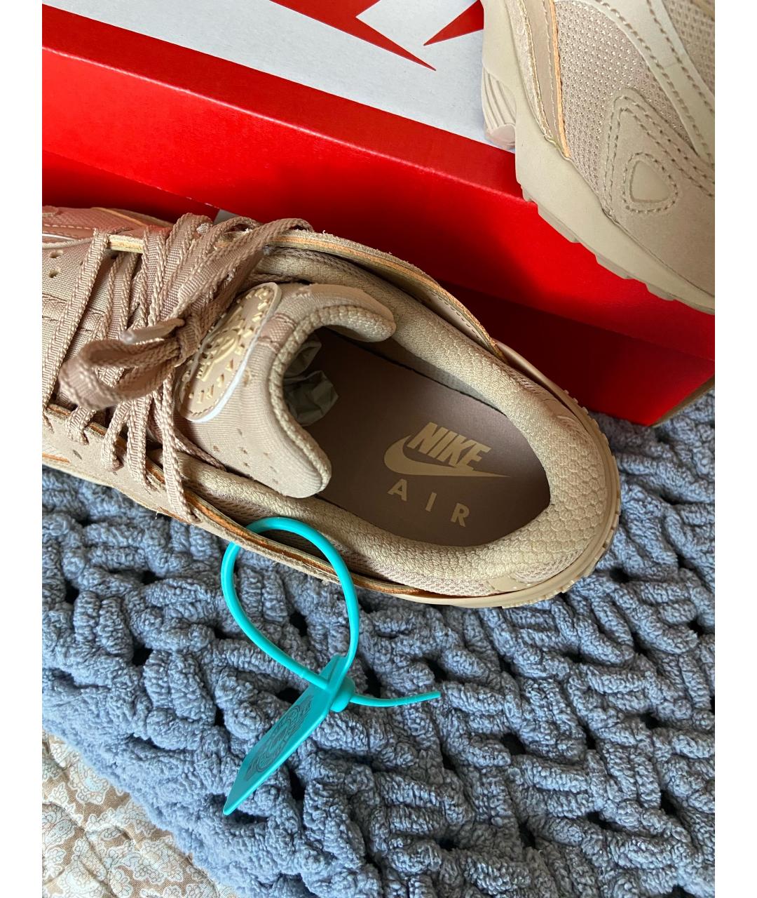 NIKE Бежевые кожаные кроссовки, фото 4