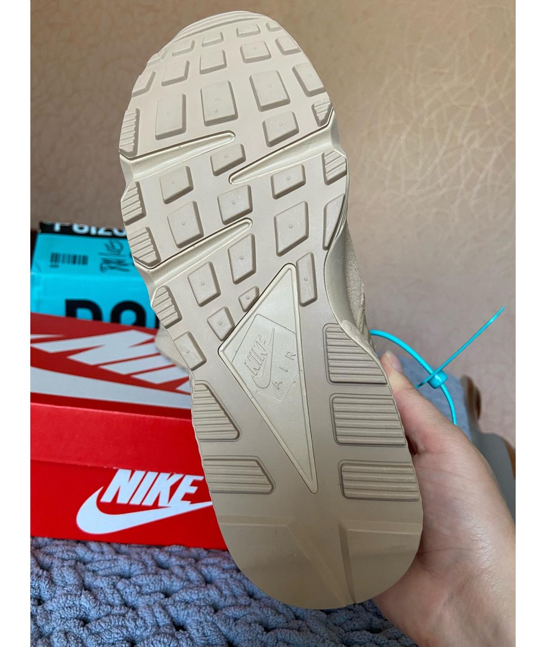 NIKE Бежевые кожаные кроссовки, фото 8