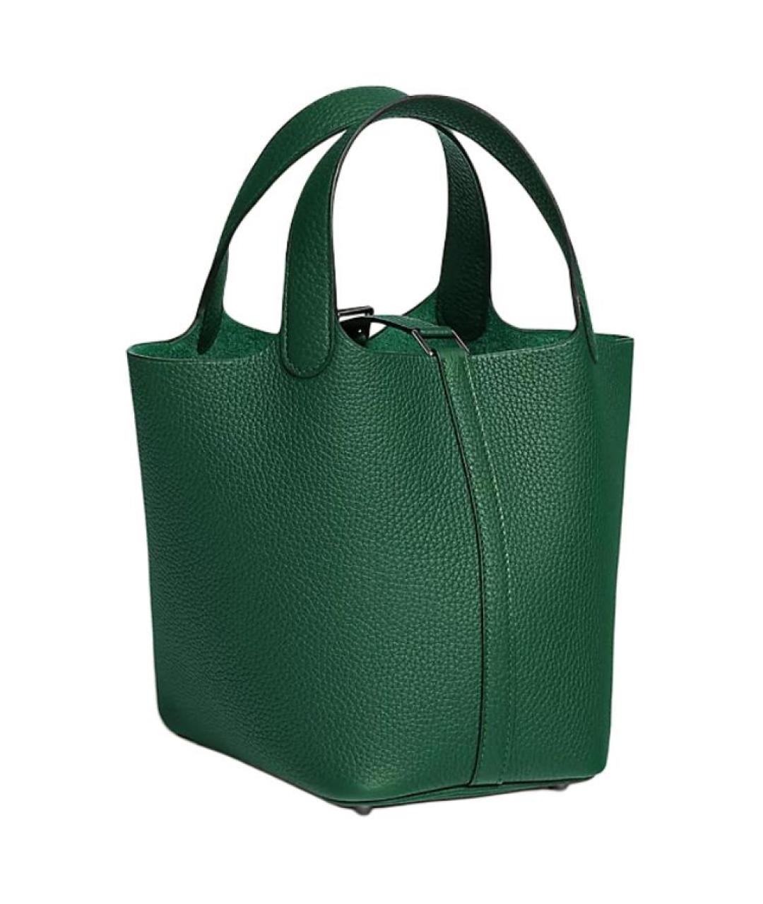 HERMES Зеленая кожаная сумка с короткими ручками, фото 3