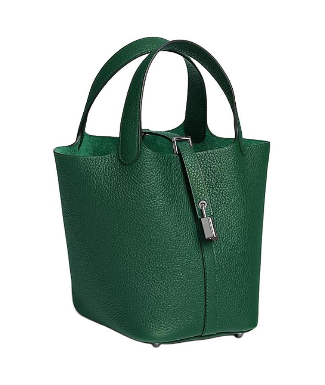 HERMES Зеленая кожаная сумка с короткими ручками, фото 2