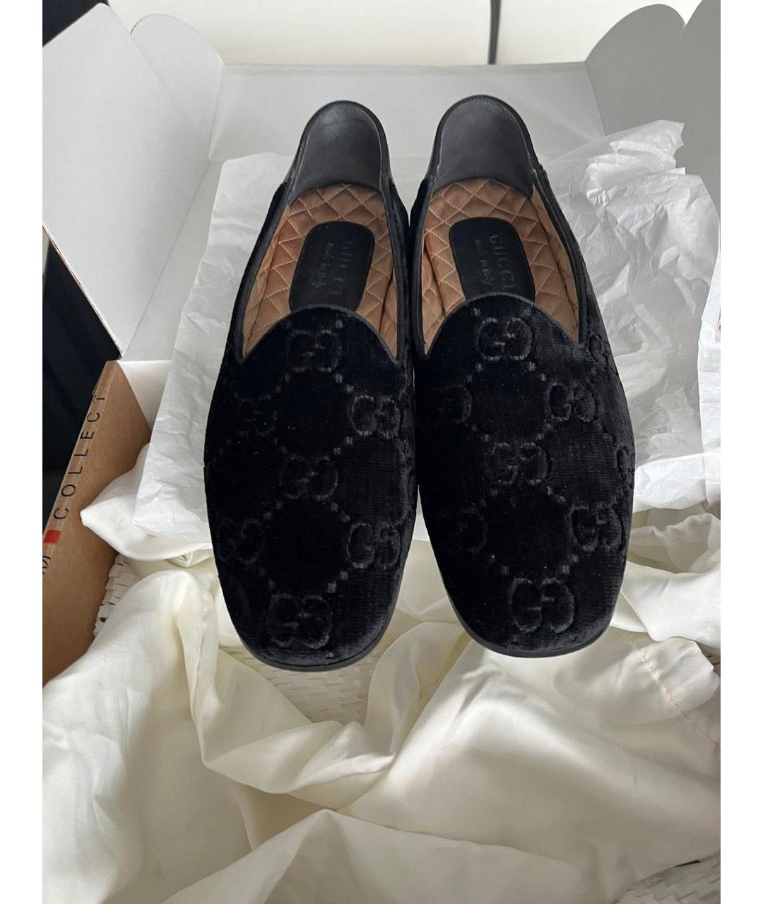GUCCI Черные бархатные лоферы, фото 2