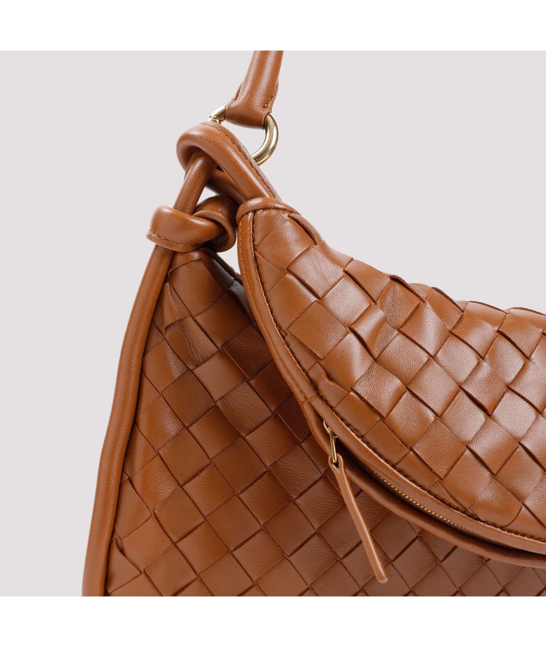 BOTTEGA VENETA Коричневая кожаная сумка с короткими ручками, фото 4