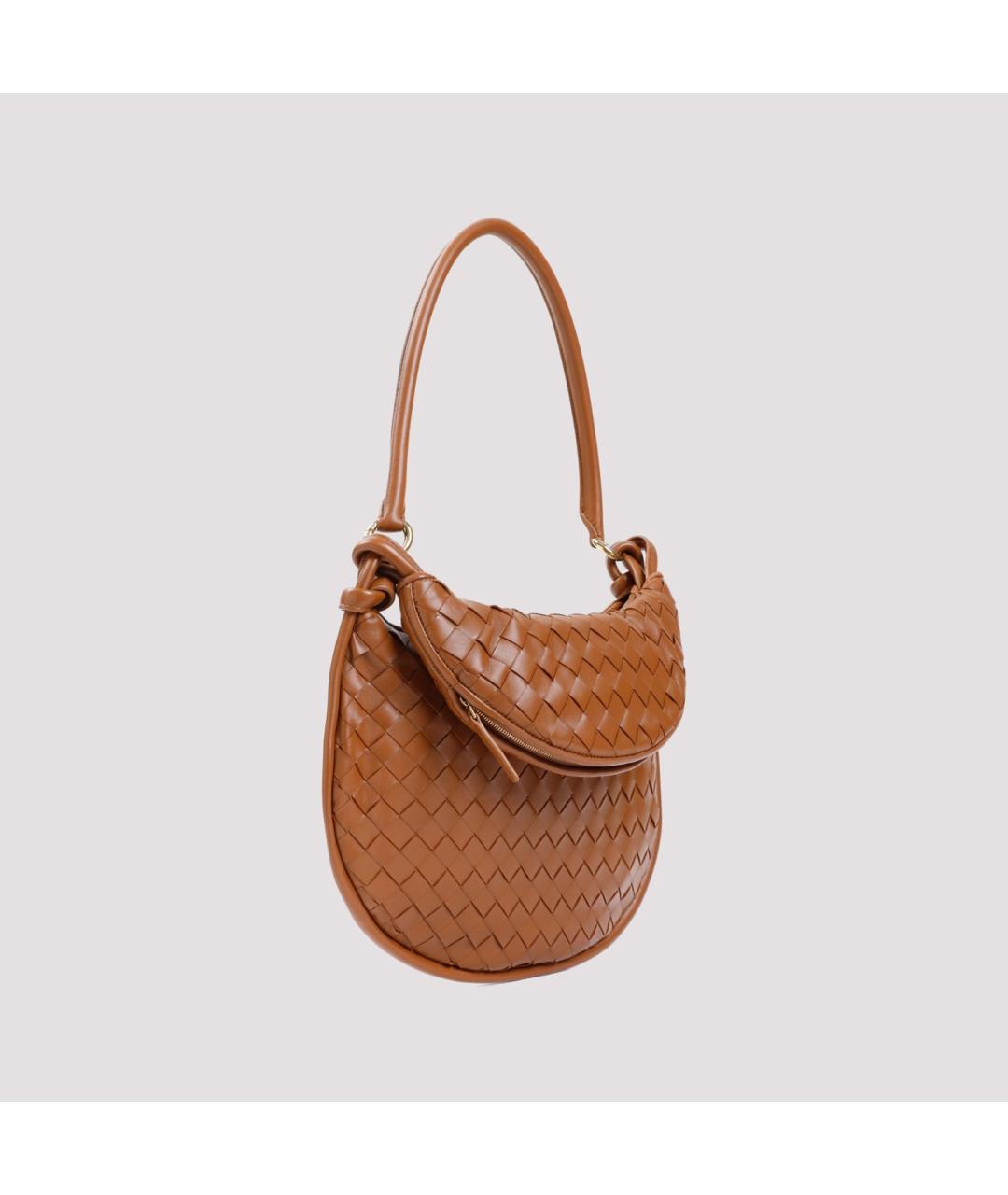 BOTTEGA VENETA Коричневая кожаная сумка с короткими ручками, фото 3
