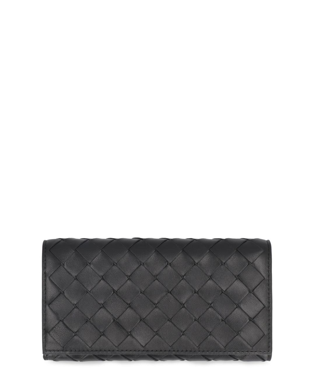 BOTTEGA VENETA Черный кожаный кошелек, фото 1