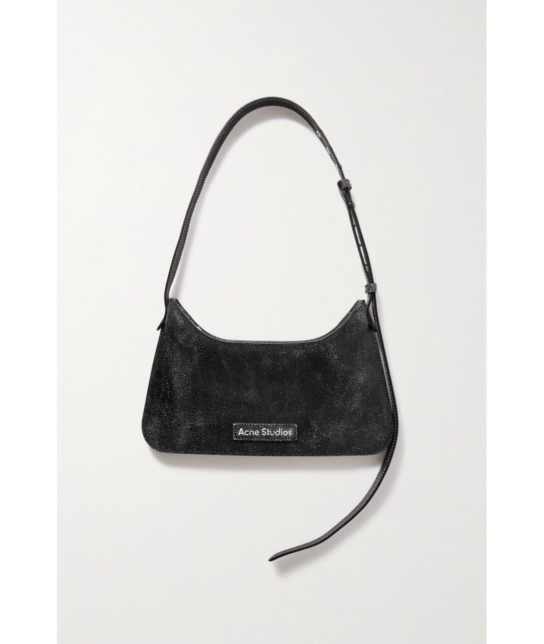 ACNE STUDIOS Антрацитовая кожаная сумка с короткими ручками, фото 6