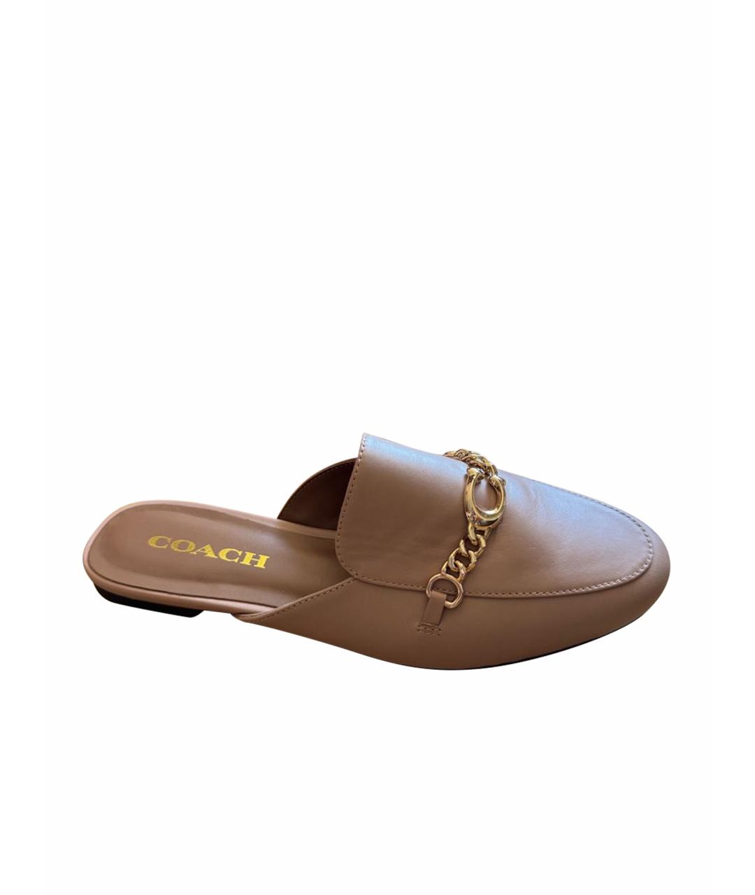COACH Розовые кожаные мюли, фото 1