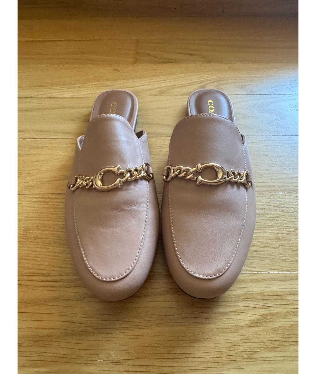 COACH Розовые кожаные мюли, фото 5