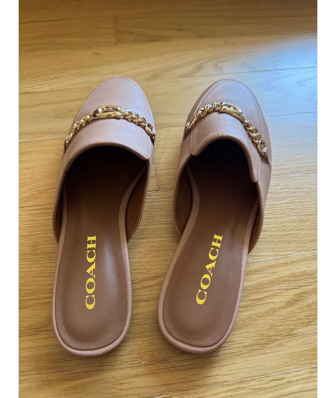 COACH Розовые кожаные мюли, фото 2