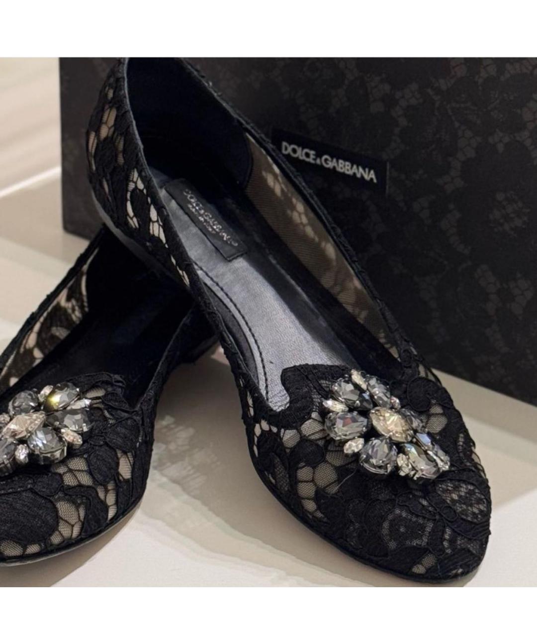 DOLCE&GABBANA Черные текстильные балетки, фото 3