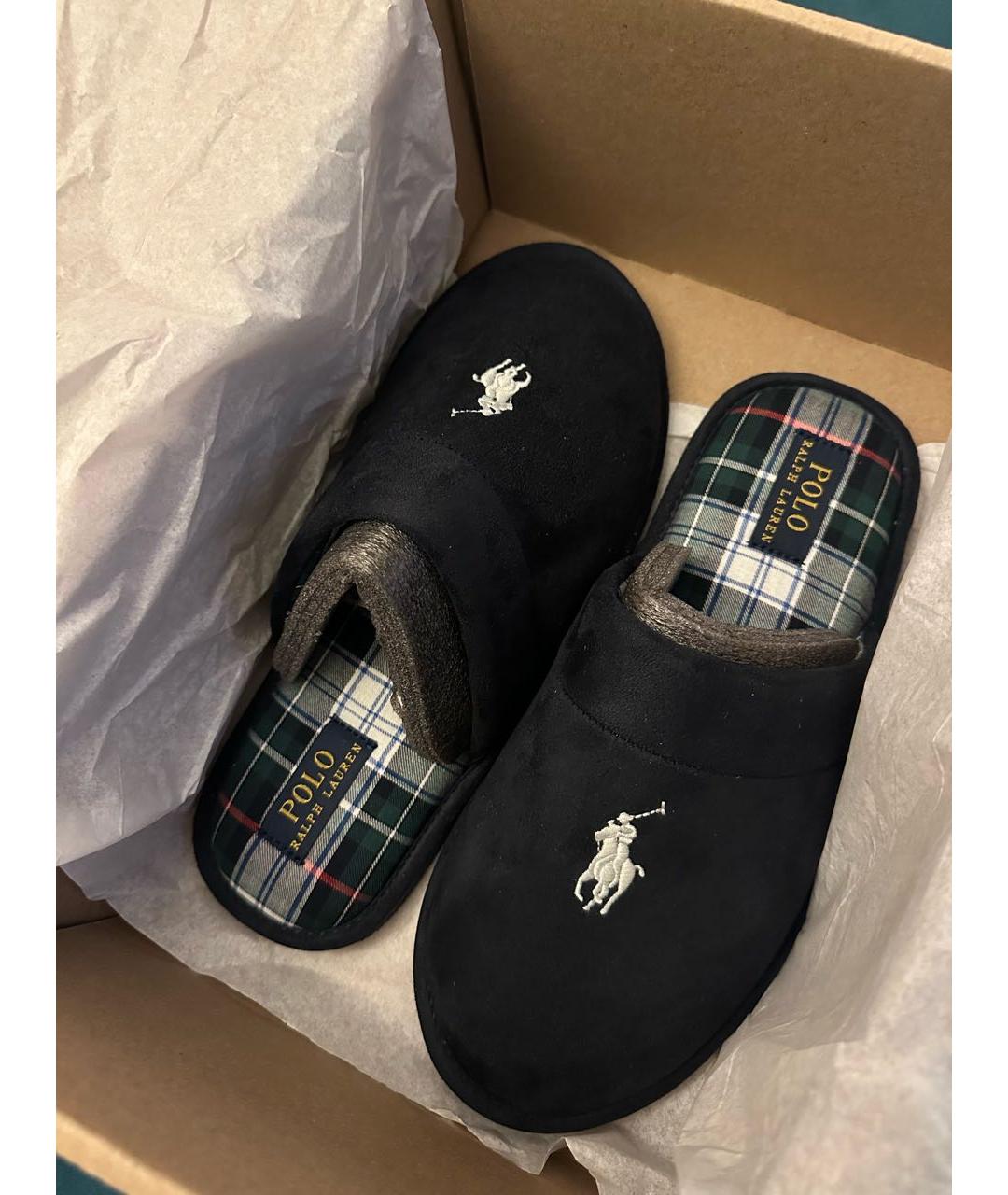 POLO RALPH LAUREN Темно-синие текстильные шлепанцы, фото 8