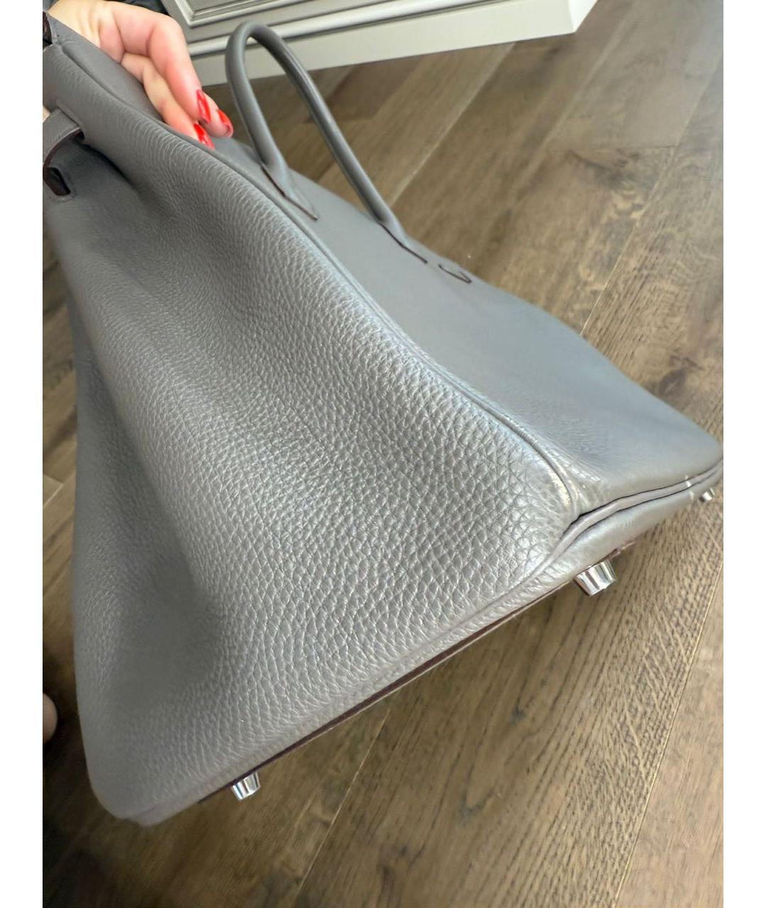 HERMES Бежевая кожаная сумка с короткими ручками, фото 5