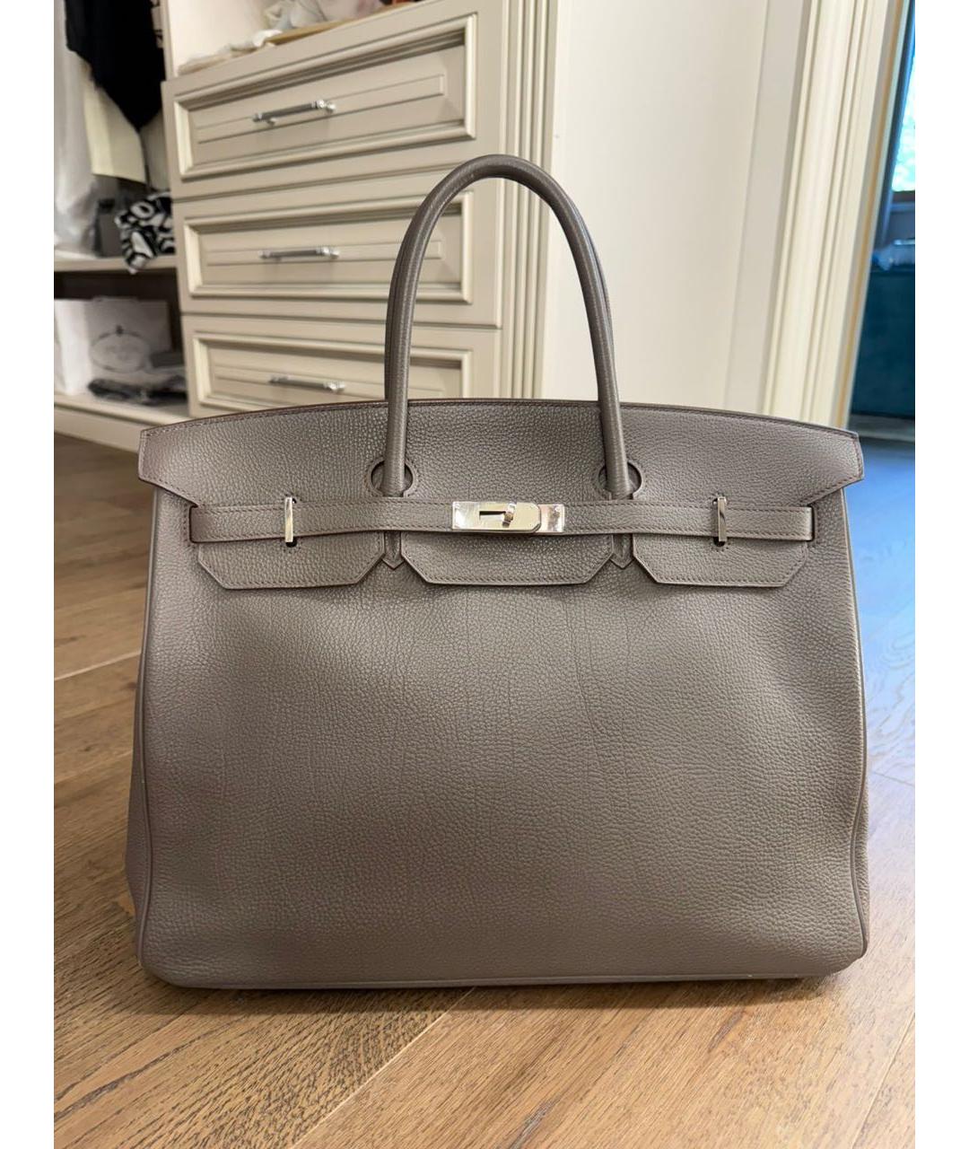 HERMES Бежевая кожаная сумка с короткими ручками, фото 9