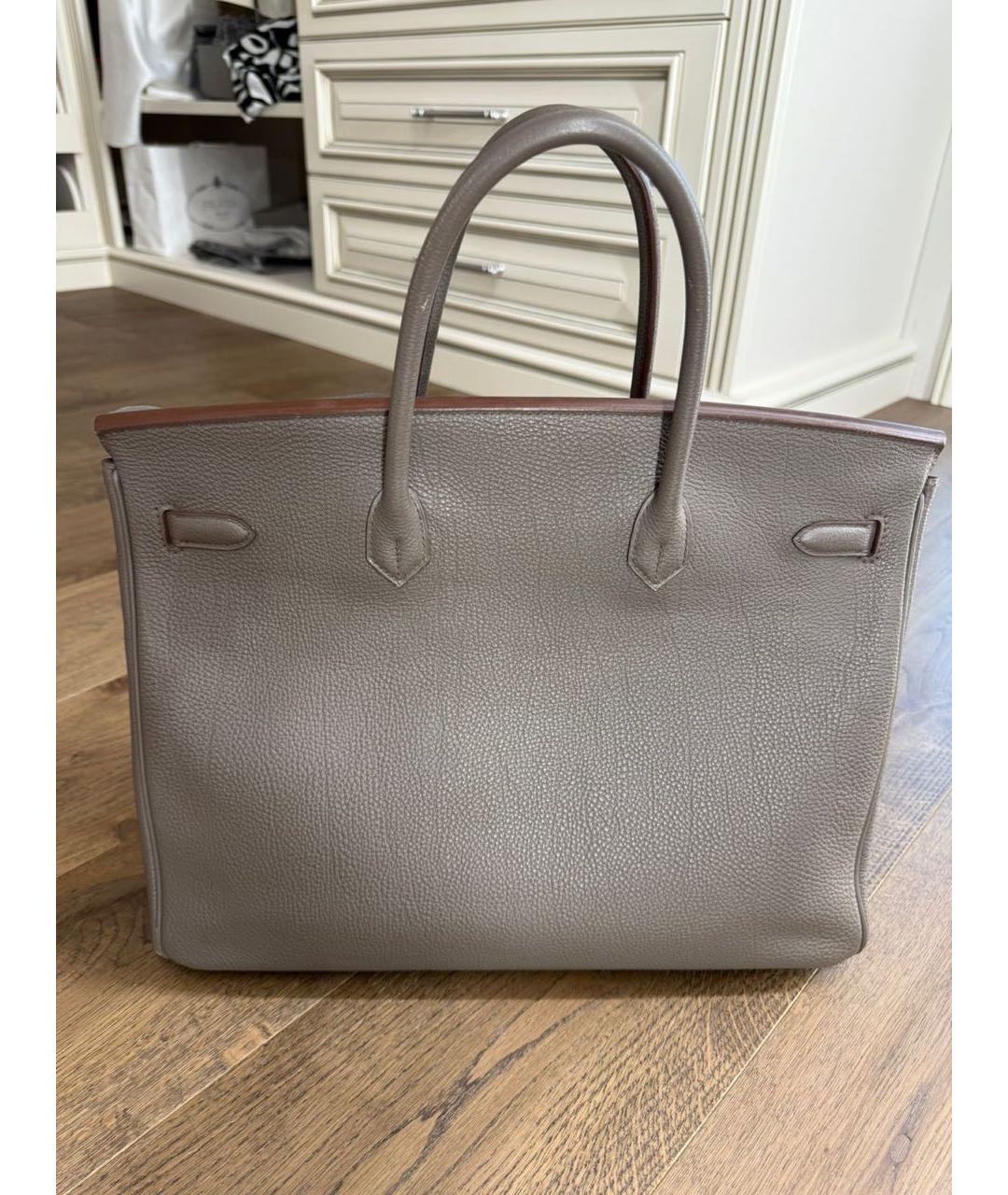 HERMES Бежевая кожаная сумка с короткими ручками, фото 2