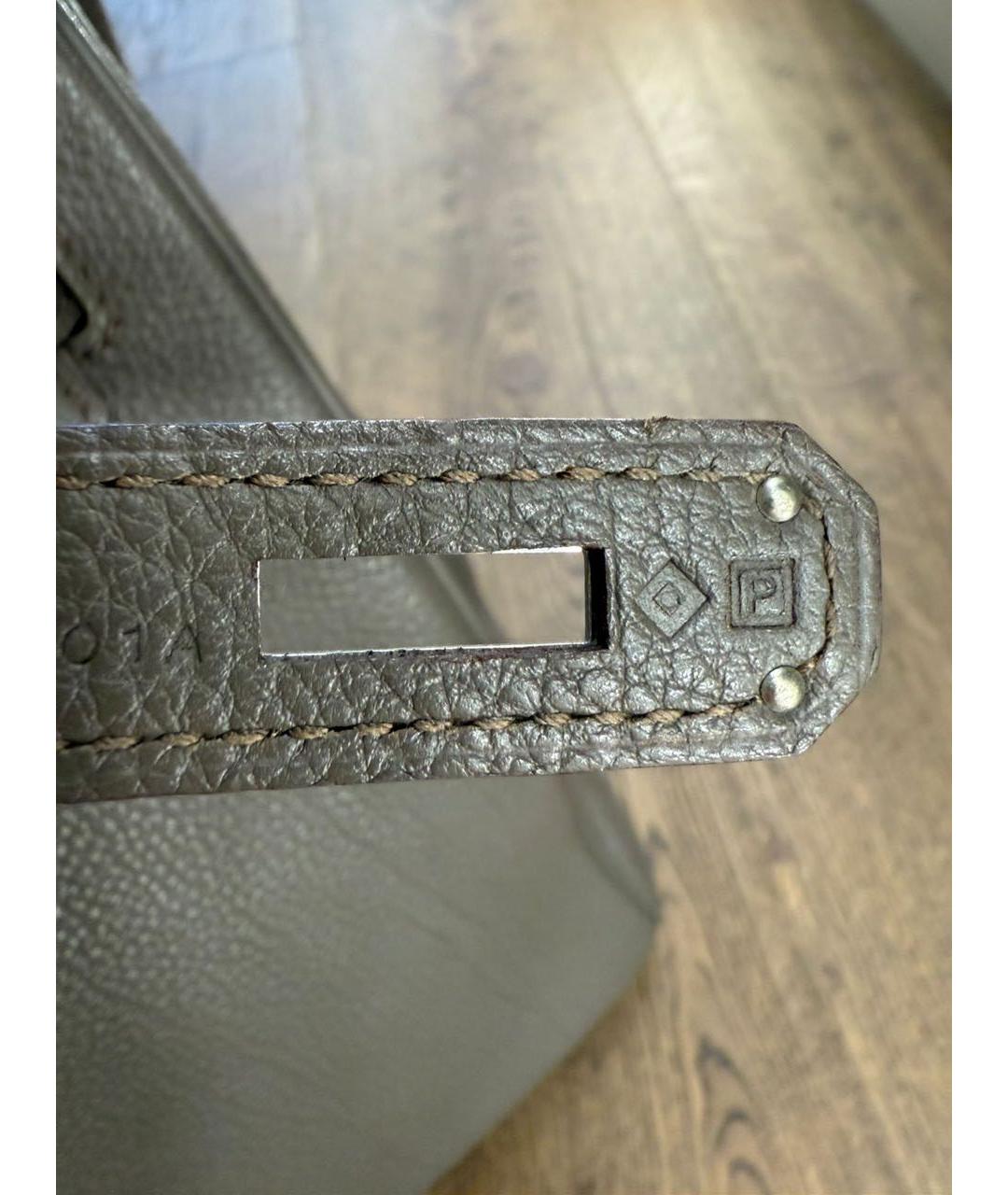 HERMES Бежевая кожаная сумка с короткими ручками, фото 7